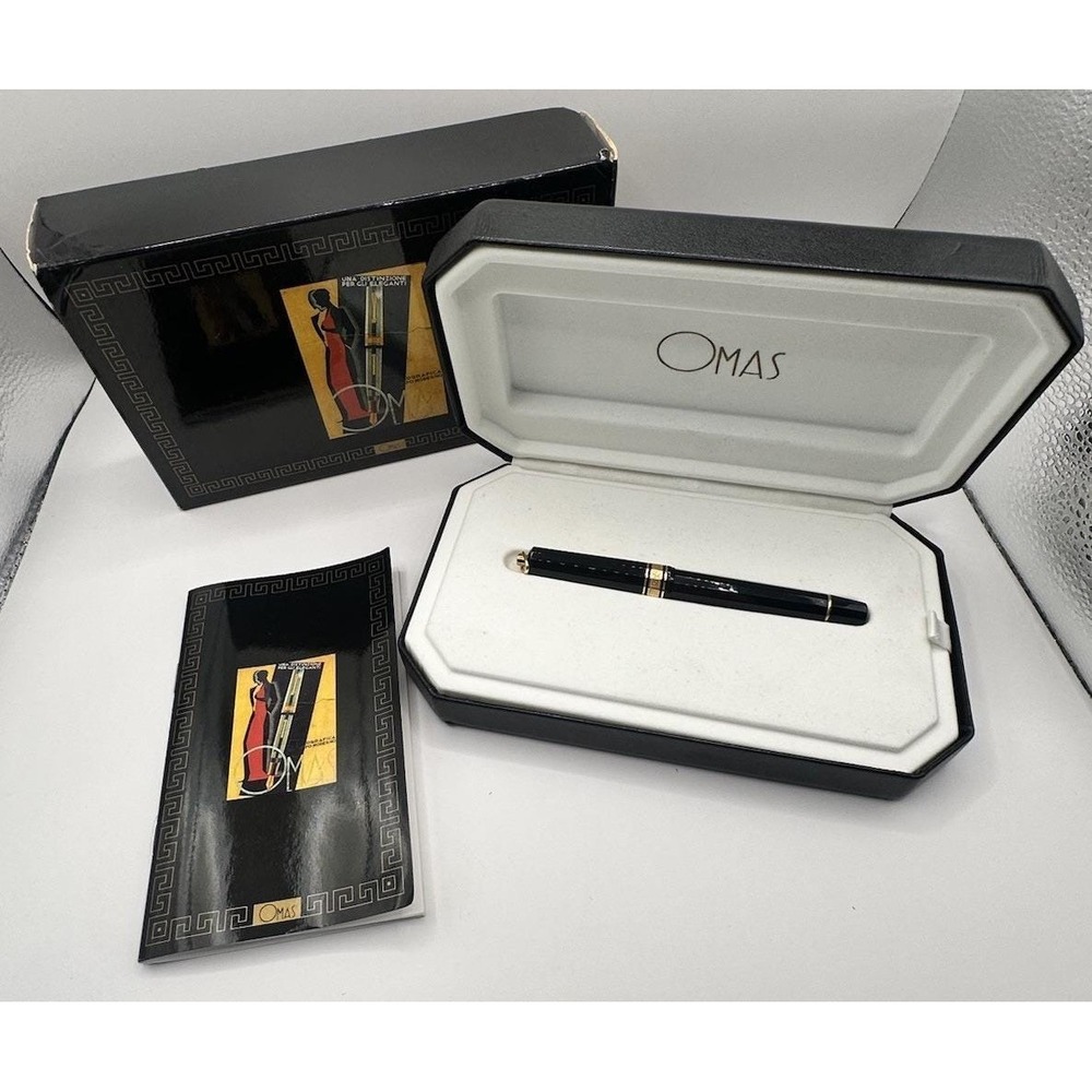 Omas Arte Italiana Paragon BallPoint Pen Black Gold with Box, Case & Paperwork‎
